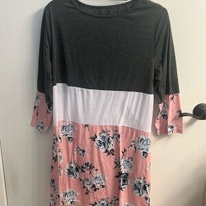 Floral color block lightweight dress